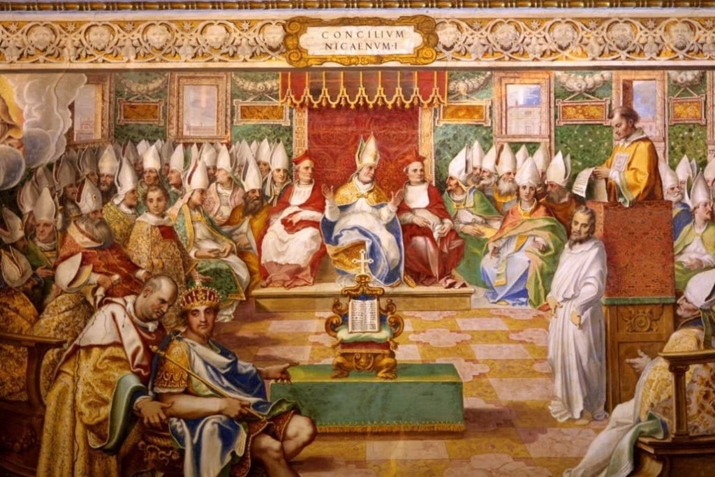 Council of Nicea. Deciding what is "canon". The "Bible" is NOT inerrant. It is a collection of books, largely chosen by cronies of the Roman Emperor and the corrupt Catholic Church